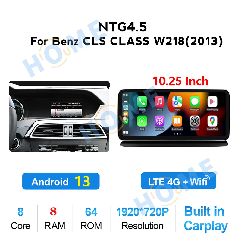 Zjz 8 núcleos android13 navegação gps para mercedes benz cls classe w218 2011-2017 ntg4.0/4.5 rádio automático estéreo carplay player de vídeo