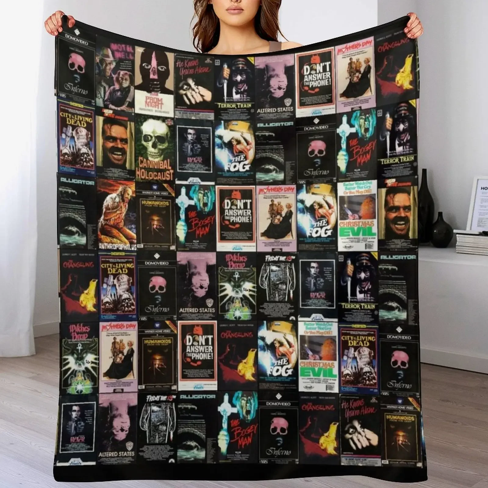 

RETRO HORROR VHS ARTWORK - 1980 Throw Blanket Thin blankets and throws halloween Soft Beds Blankets