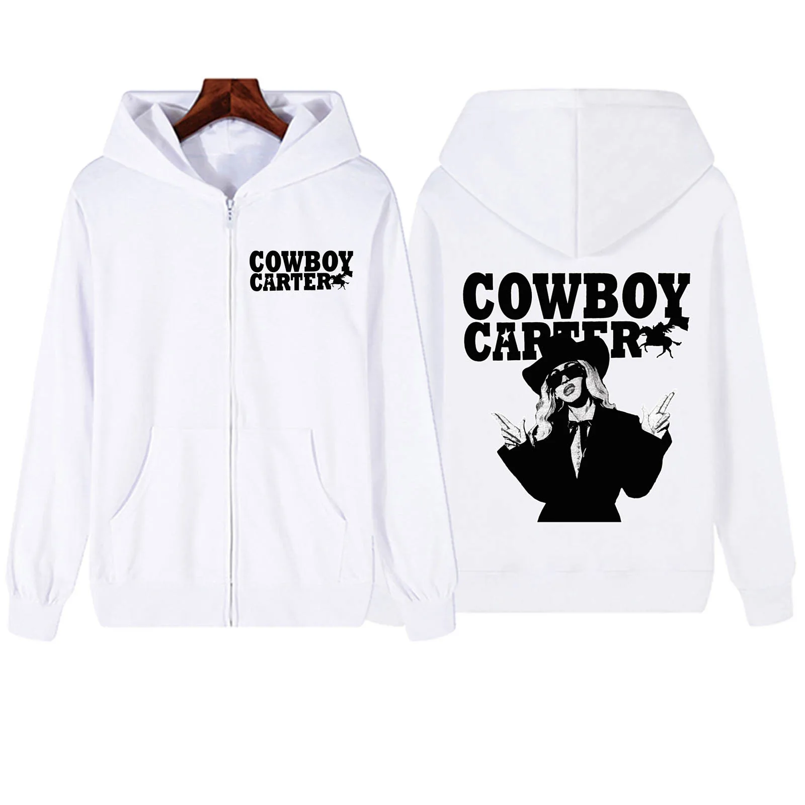 Beyonce Cowboy Carter Zipper Hoodie Harajuku Pullover Tops Sweatshirt Streetwear Fans Gift