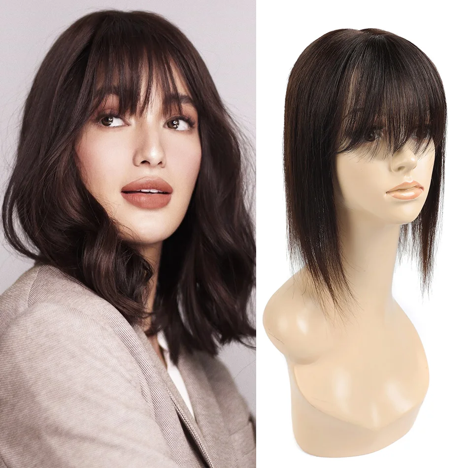 

BHF Topper Hair Piece with Bangs Toupee Women Human Hair 13*13 CM Breathable Hand Made Remi Hair Toupee