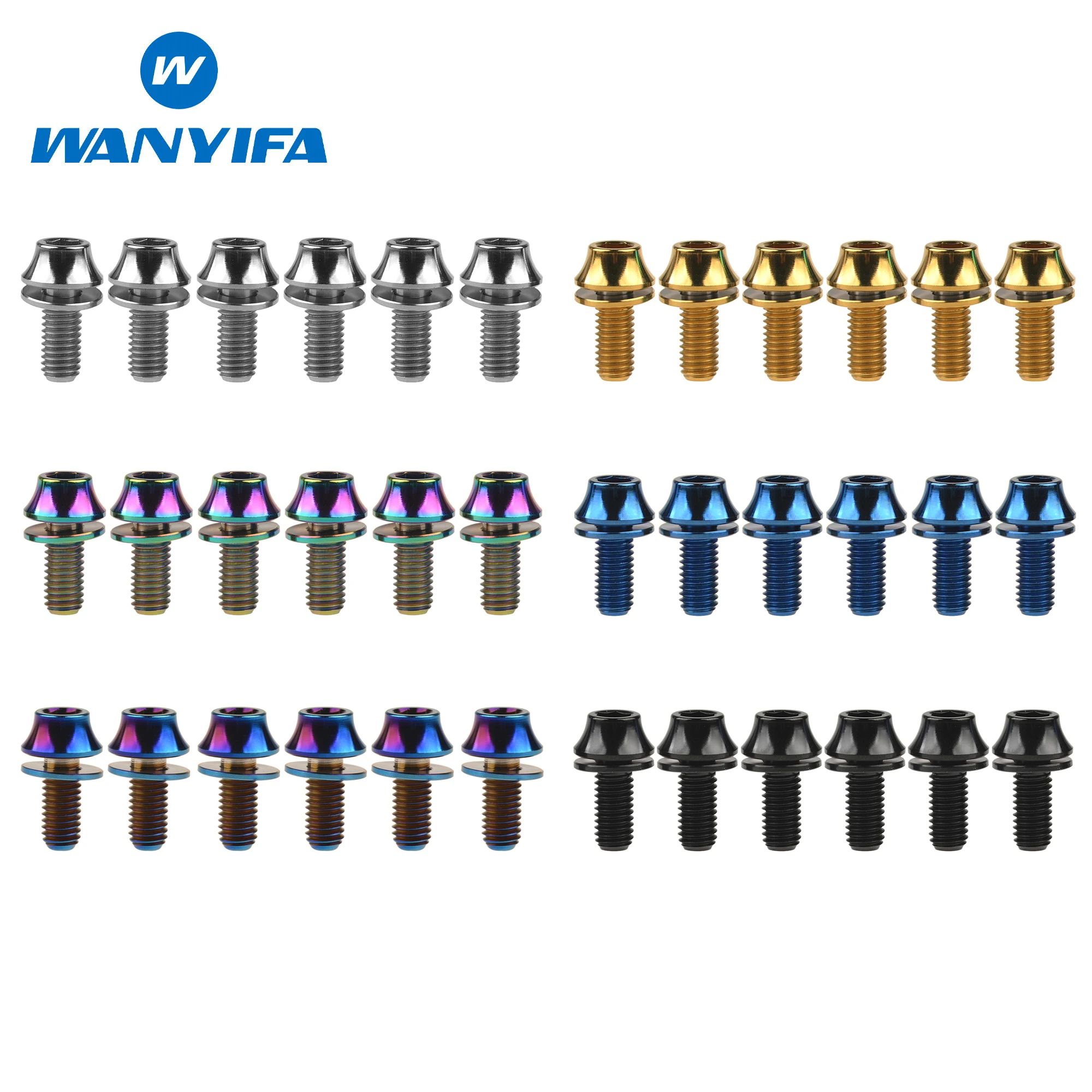 

Wanyifa 6pcs Titanium Bolt M5x12mm Bike Bottle Holder Hex Screws Bicycle Water Bottle Cage Bolt With Washer