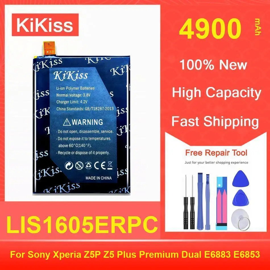 

Kikiss Battery 4900Mah LIS1605ERPC For Sony Xperia Z5P Z5 Plus Premium Dual E6883 E6853