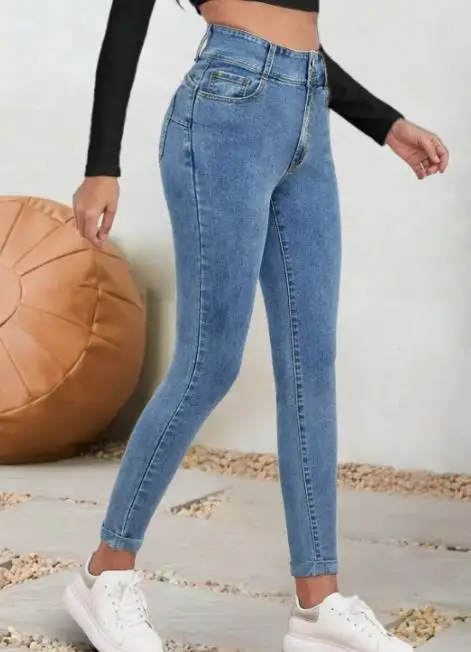 Nuovi jeans dimagranti quotidiani minimalisti da donna Leggings femminili stile moda Pantaloni in denim moda donna High Street personalizzati
