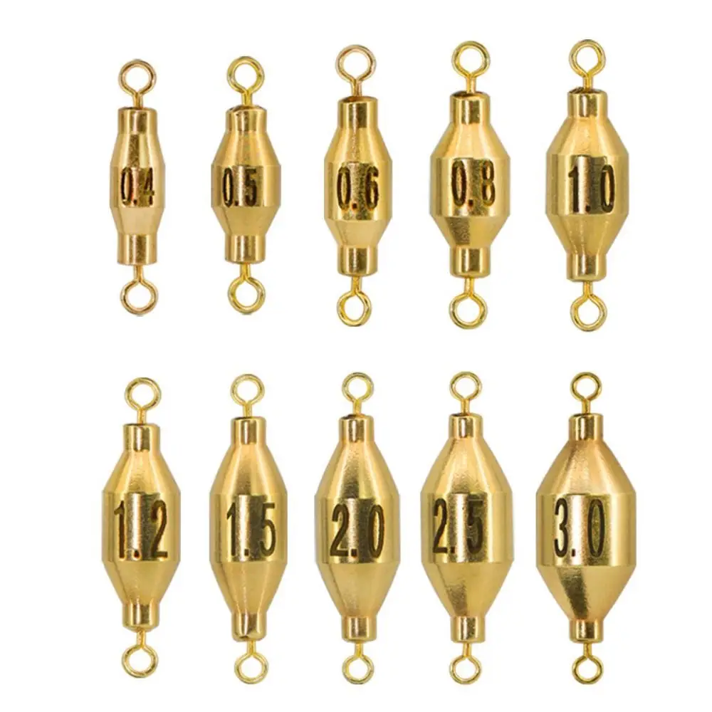

10pcs 360 Degree Rotation Fishing Brass Sinker Two Swivels Copper Weight Fishing Shot Weight Multiple Specifications
