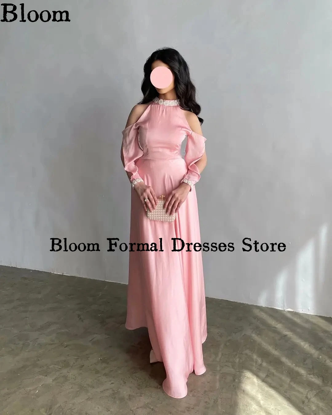 Bloom-vestidos de graduación personalizados con hombros descubiertos, manga larga, línea A, vestidos de noche modernos para niñas, vestido de fiesta de boda, envío gratis