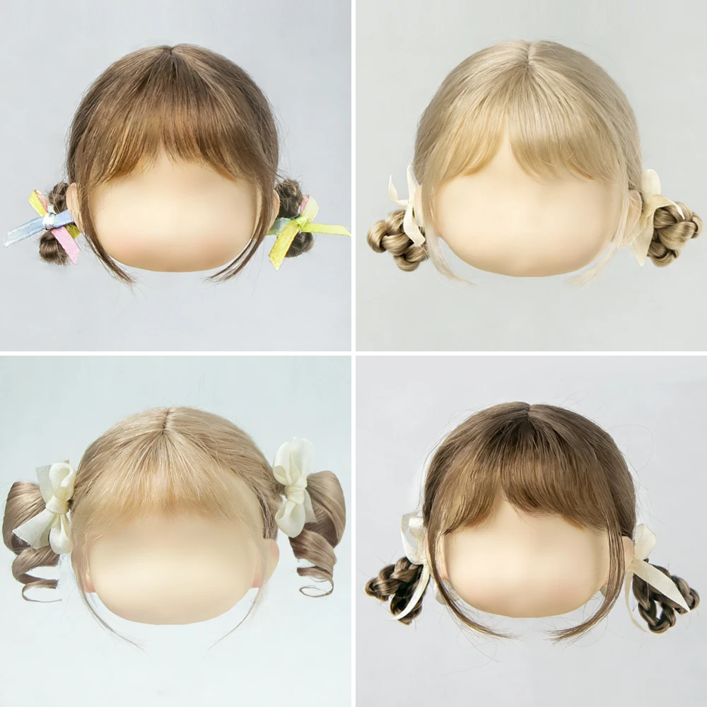 

1/8 парик BJD, двойной конский хвост, прическа принцессы, челка, золотая волна, мохеровый парик, бант, булочка, хвост для Ob11 1/12, аксессуары для куклы bjd