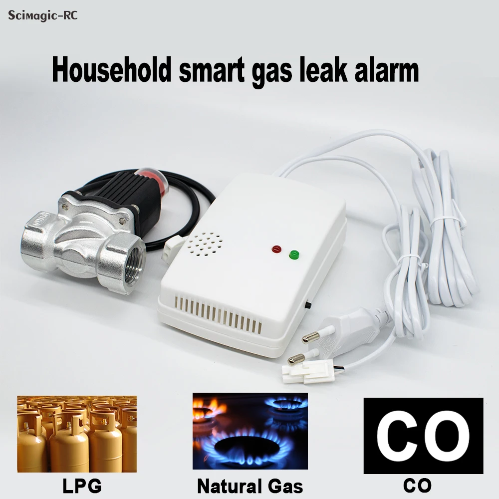 

Combination Gas Leak Sensor with Gas Solenoid Valve Natural Gas and Carbon Monoxide Detector LPG Gas Alarm for Kitchen