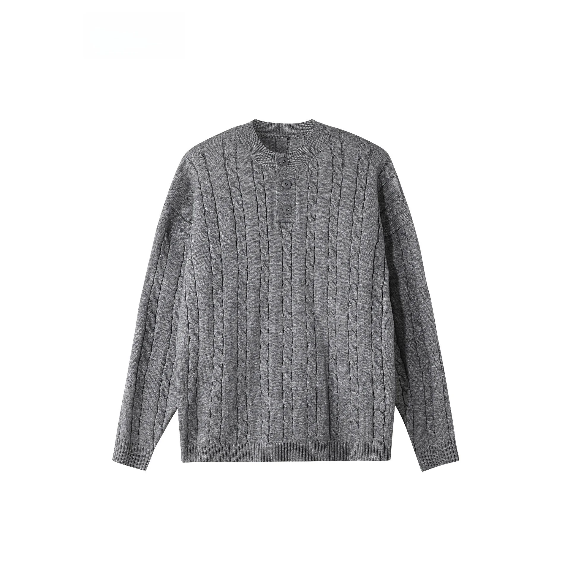 

Cleanfit Knitted Sweater Henley Ne Twist Casual Inner Wear Versatile Autumn New Sle Long Sve round Ne Pullover for Men