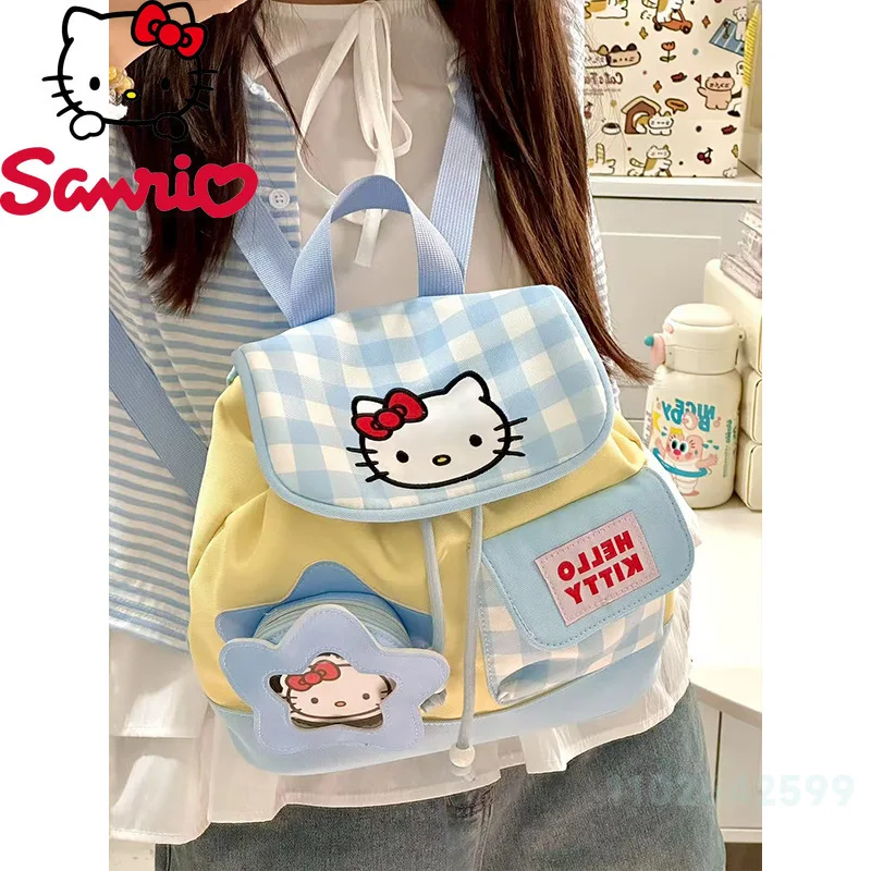 Hello Kitty New Women's Backpack Fashion High Quality Girls' Drawstring Backpack Small Fresh Leisure Girls' Travel Backpack