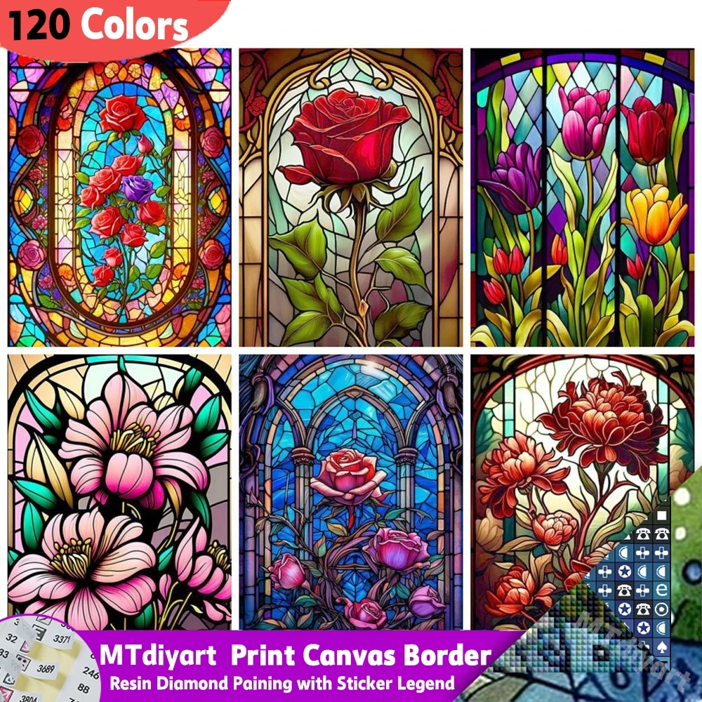 Blumenharz 120 Farben Diamantmalerei Aufkleber Legende Diy Stickerei Rose Set Wanddekoration Bild von Strasssteinen