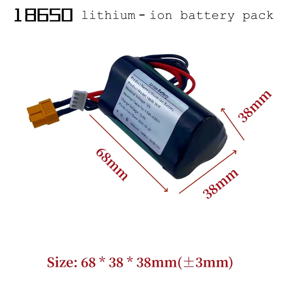 3S1P 12V 3.5Ah 12.6V Haute Capacité UAV Rechargeable Eddie ion Batterie Pour Divers RC Avion Drone Quadrotor XH2.54-4P count60