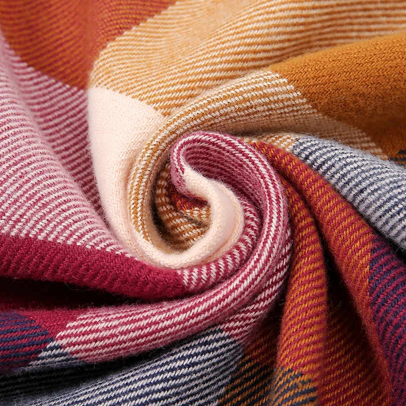 Écharpe en faux cachemire à carreaux pour femme et homme, châle à pompon, garde au chaud, mode extérieure, coupe-vent, Pashmina, vente en gros, hiver