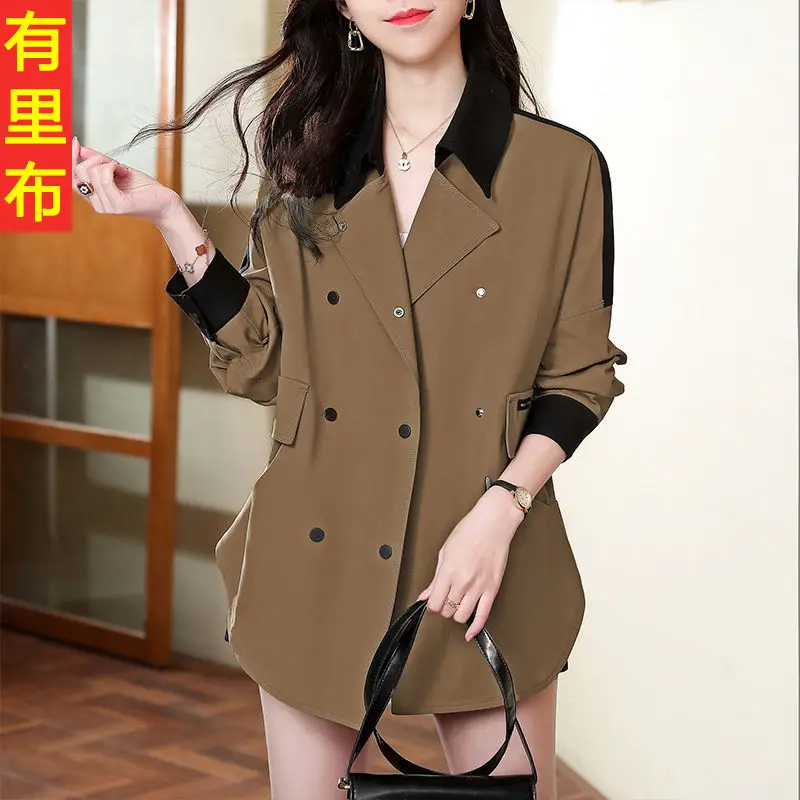 

2022 New Trench Coat Spring And Autumn Korean Version Casual Loose Windbreaker Women's Mid-Long Short Coat European Goods Trend