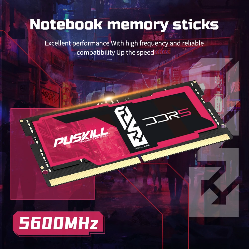 PUSKILL ZEKERING Notebook Memoria Ram DDR5 32GB 16GB 8GB 1.1V 262-Pin 5600MHz 5200MHz 4800MHz voor Laptop SODIMM Geheugen