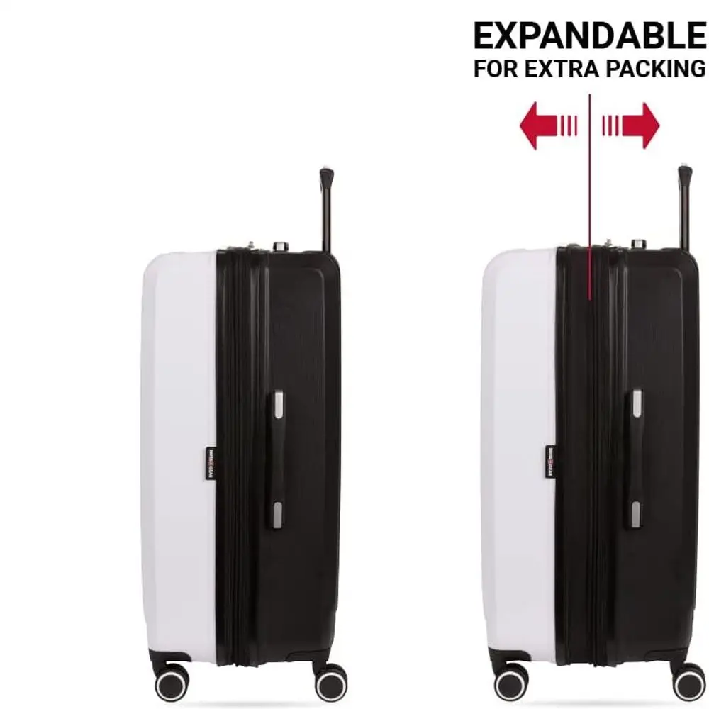 SwissGear 8028 Medium Checked Hardshell Spinner, 24 Koper Hitam/Putih