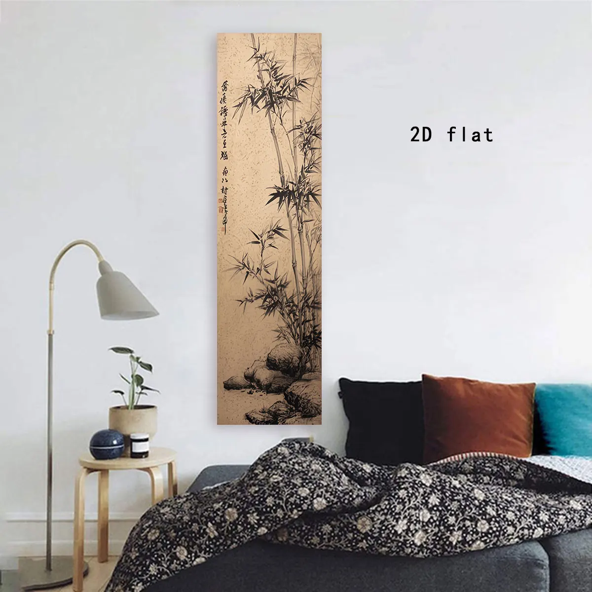 Chinesische Tuschmalerei-Wandteppiche zur Heimdekoration, Lotus-Wandteppich im chinesischen Stil, Wandbehang, Tuschmalerei-Bambuskunst-Wandteppich, Hintergrundstoff – Detail 4
