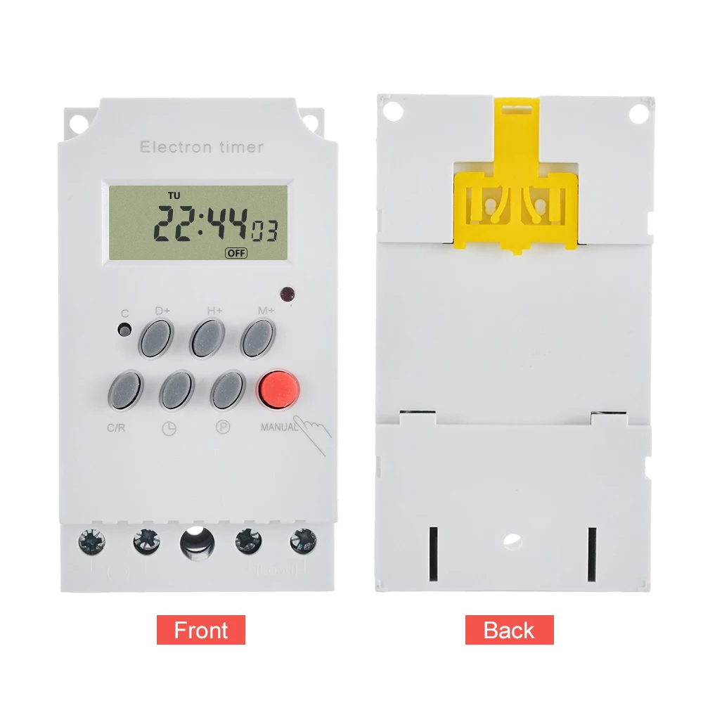 AC 220V 25A Digital Programmable Timer Din Rail Electronic Timer Time Switch Controller with LCD Display Clock Outdoor Tools