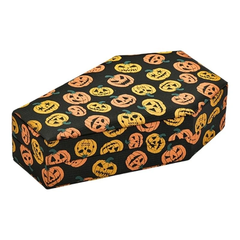 

Halloween Themed Coffin Ring Case Stylish Velvets Jewelry Accessories Eye Catching Accessory Storage Box