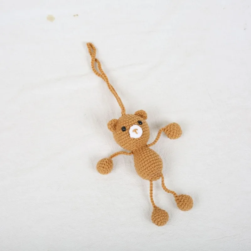 Handmaking Cartoon Animal Doll Crochet Keychain Cute Knitted Raccoon Keyrings For Bag Pendant Knitting Fox Doll Custom Accessory