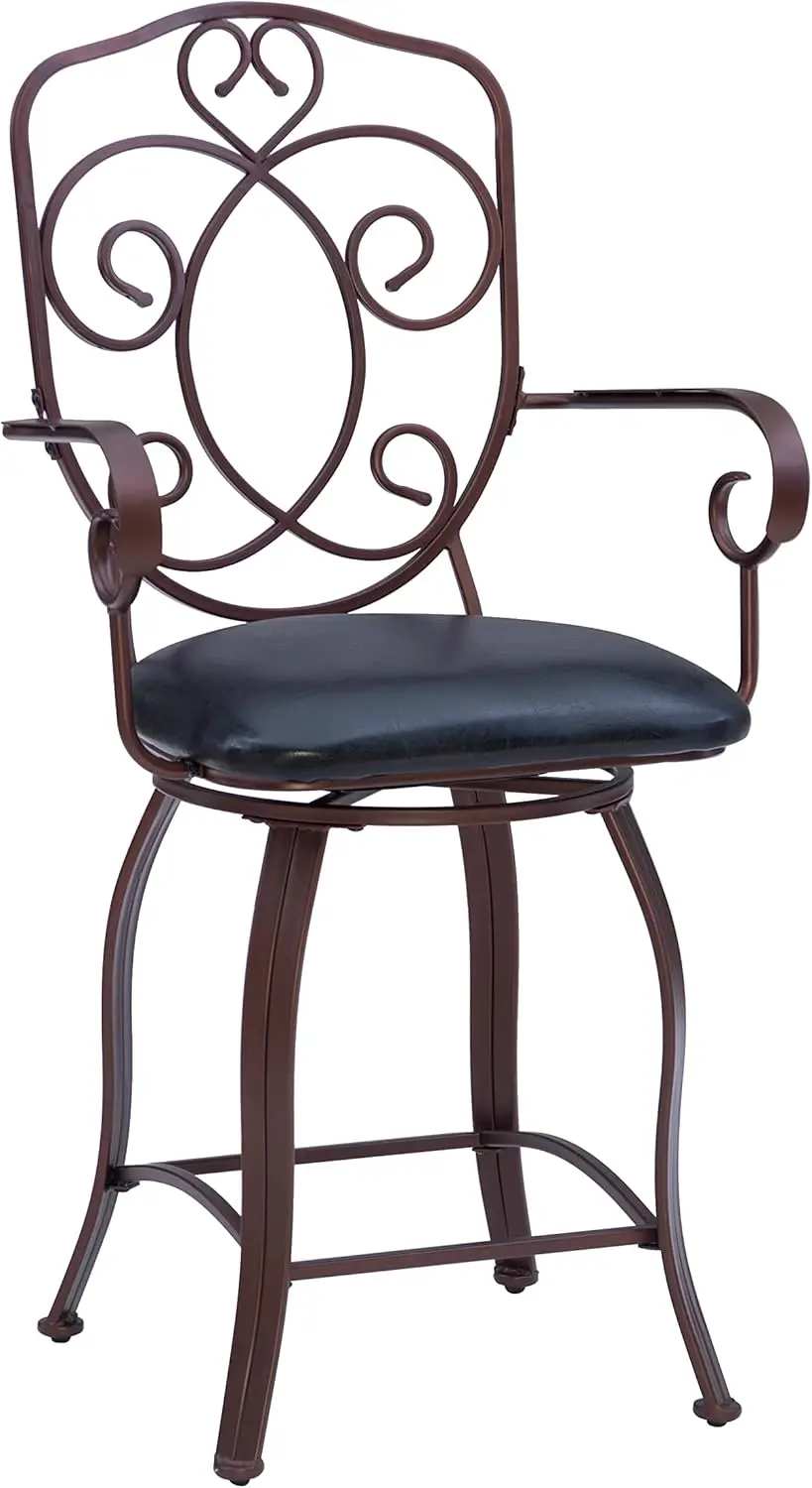 Crested Back Swivel Counter Stool, 24"