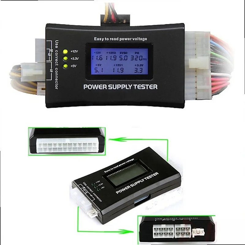 Digital LCD PC Power Supply Tester 20/24 Pin ATX PSU Checker Diagnostic Tool