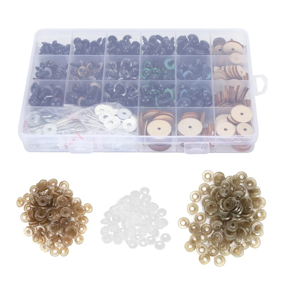 

264pcs Various Sizes Plastic Eyes Assorted Colors Colored Safety Eyes Movable Joints Stainless Steel Rings