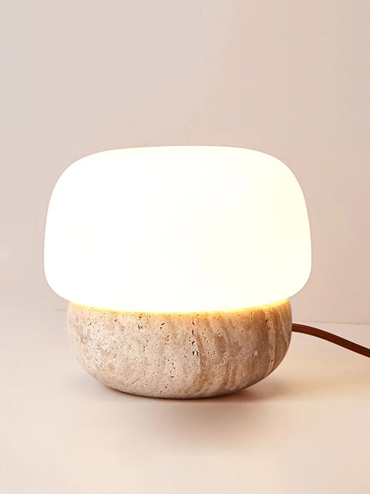 

Modern Travertine Mushroom Shaped Floor Lamp Natural Yellow Cave Stone LED Table Lamp Indoor Lighting Living Room Bedroom Study