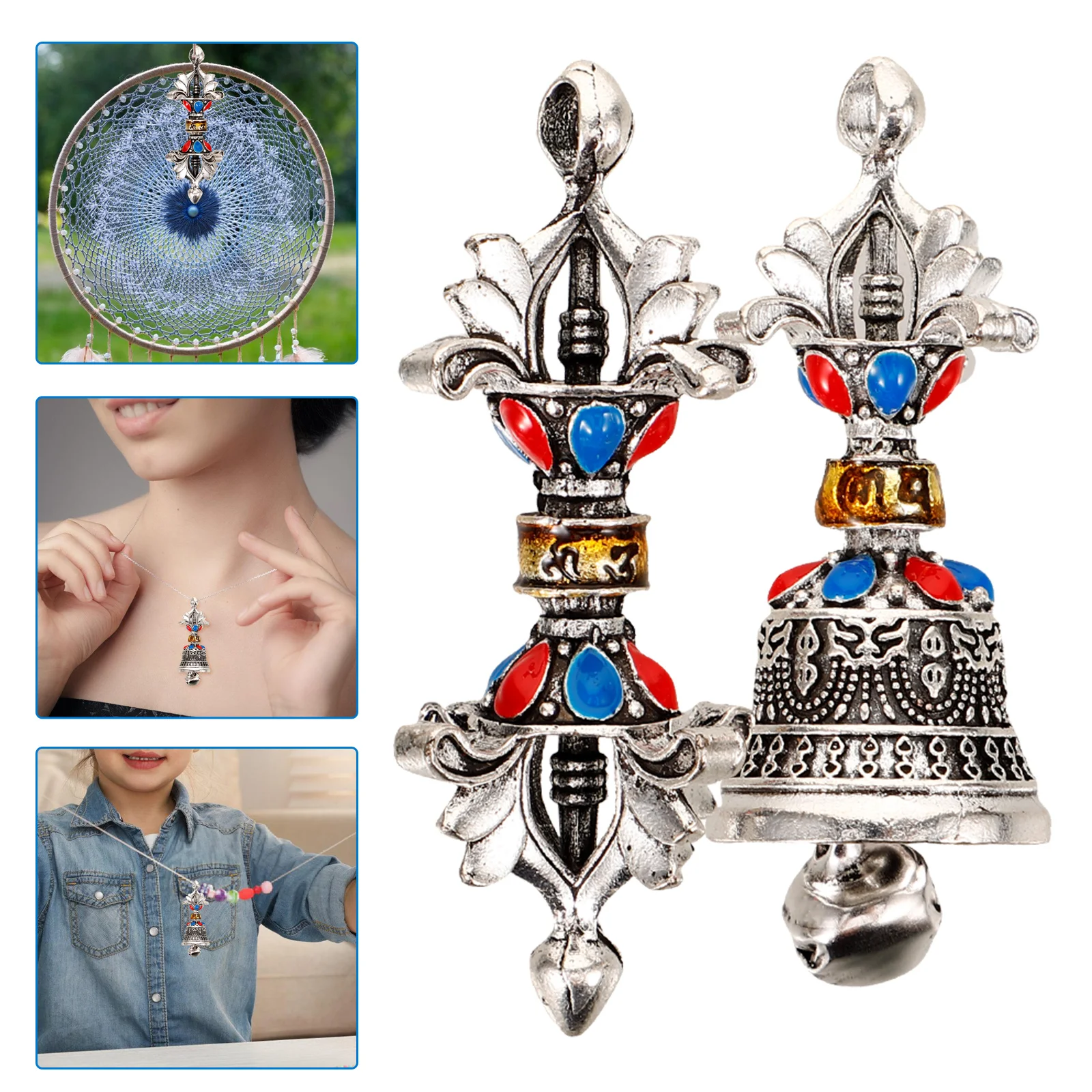 

1 set Vajra Bell Pendant Retro Jewelry Making Charms Vintage Decorative Ornaments Metal Craft Details DIY Accessories