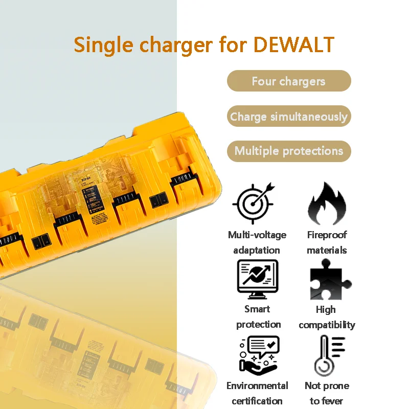 

Victpower For DeWALT 4 Port Battery Charger DCB104, 12A Quick Charger for DeWALT 12V 20V Lithium-Ion Batteries