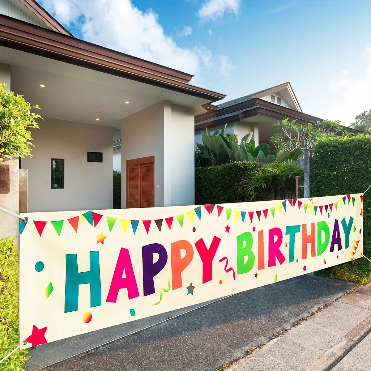1Pc Happy Birthday Banner decorazioni colorate per feste di compleanno Yard Sign sfondo per Baby Shower forniture per interni ed esterni