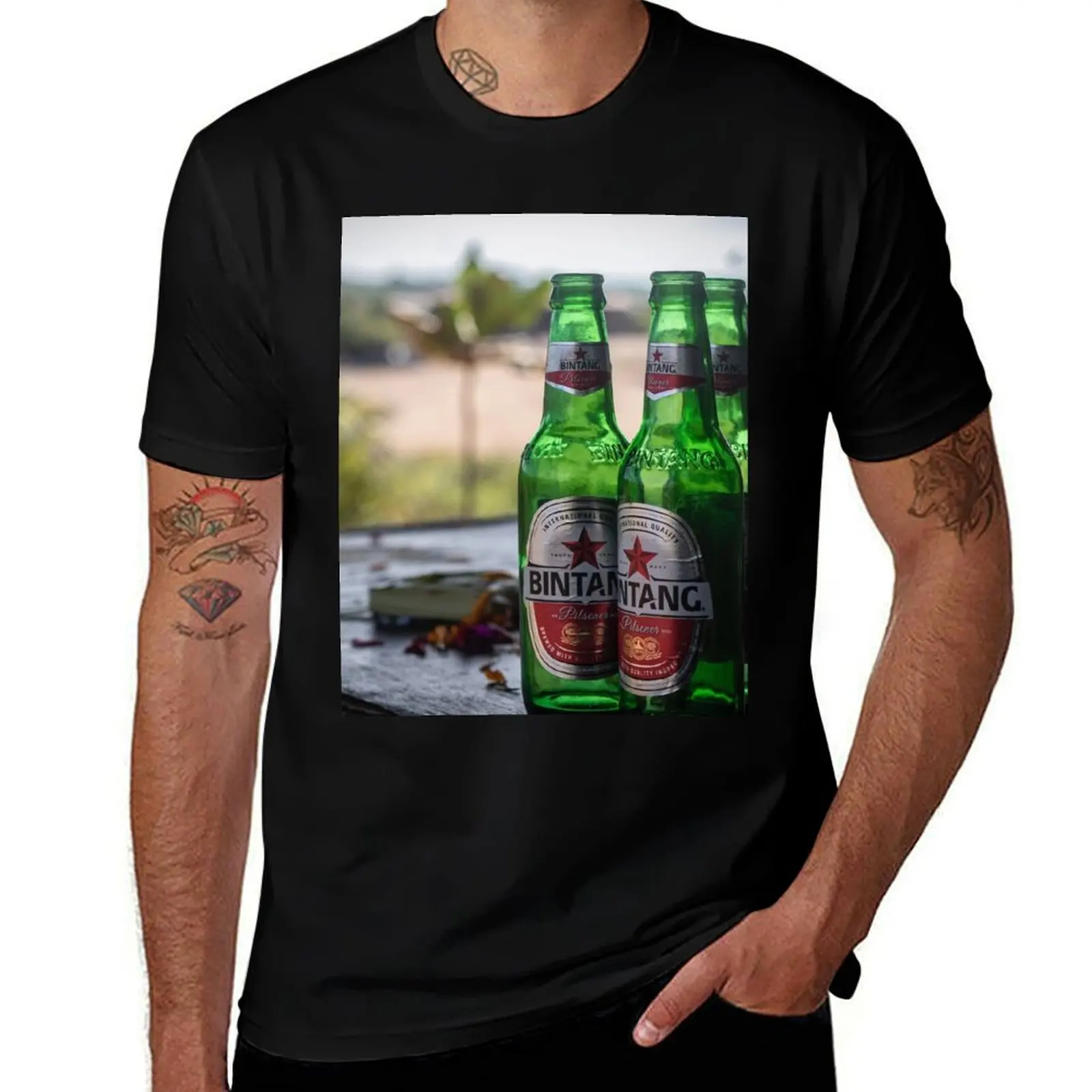 Camiseta de Bali Indonesia Bintang Beer, camisetas con estampados, camisetas gráficas para hombre, camisetas 100% de algodón