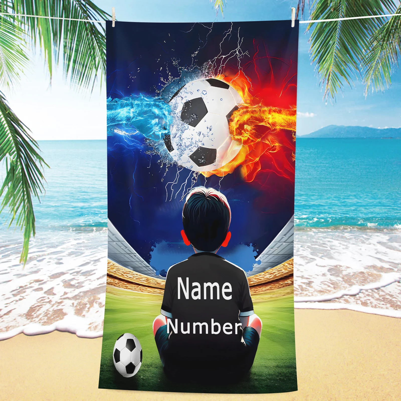 Photos Name Custom Football Field Boy Beach Towel Anime Scenery Pets Photos All Pictures Bathroom Deals Home Shower Travel