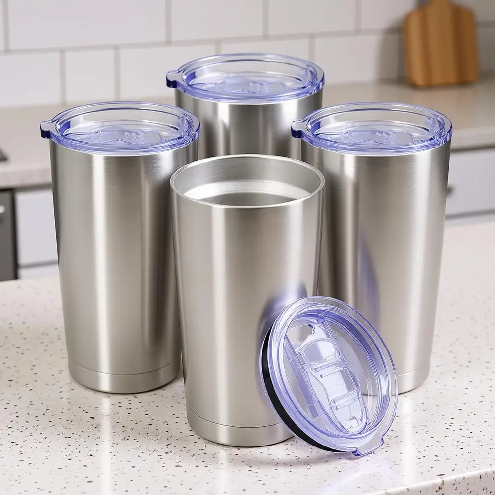 

20 oz Tumbler Coffee Travel Tumblers Bulk with Lid Stainless Steel Double Wall Vacuum Insulated Mug Powder Coated Cups for Car C