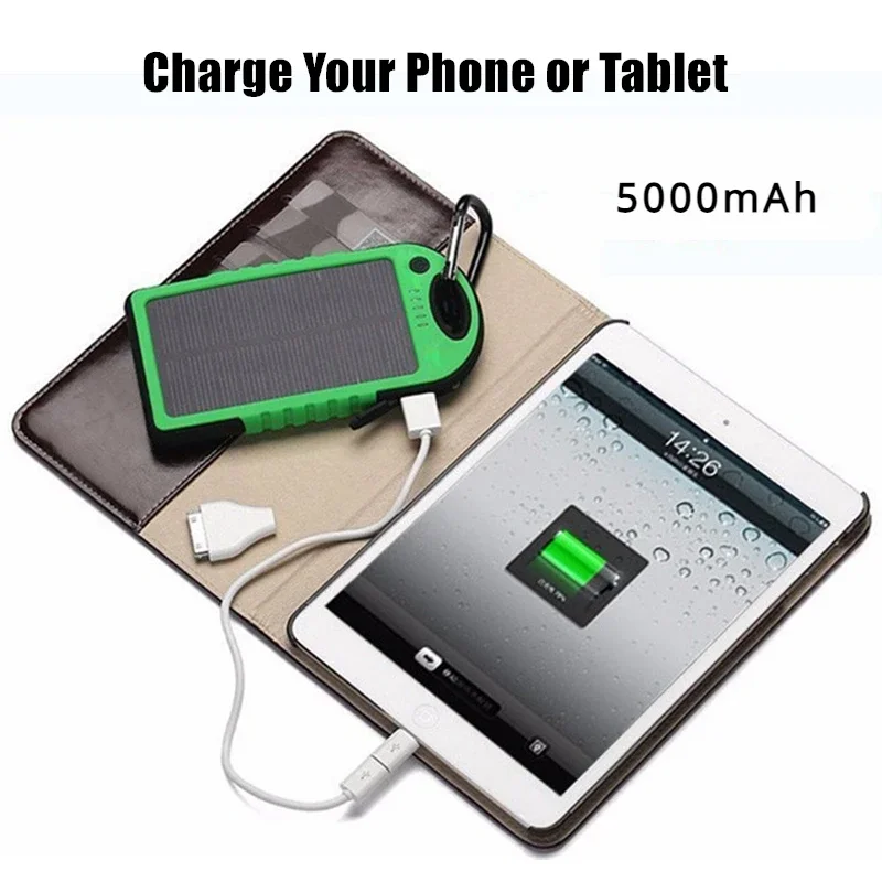 New Portable External Battery 20000mAh Large Capacity Solar Power Bank Double USB Waterproof Powerbank for IPhone Xiaomi Samsung view 2