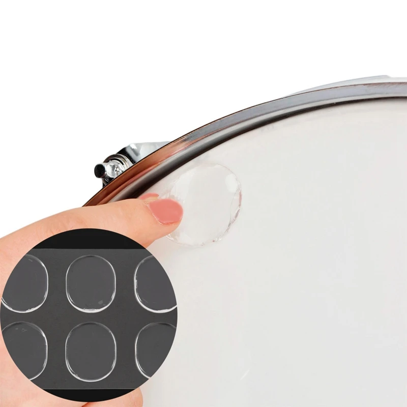 6pcs/set Snare Drum Mute Pad Drum Damper Gel Pads Snare Tom Drum Muffler Mute Transparent Percussion Instrument Accessories(Tran