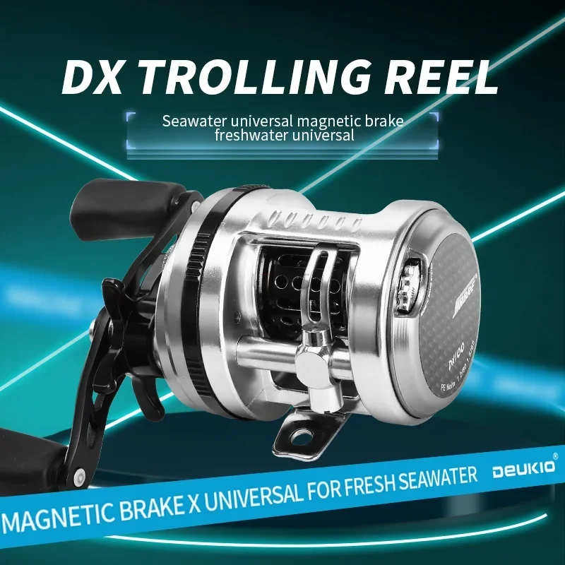 New Saltwater Trolling Drum Fishing Reels Left/Right Hand 9+1BB Trolling Reel 7.0:1 Gear Ratio Max Drag 6kg Offshore Fishing