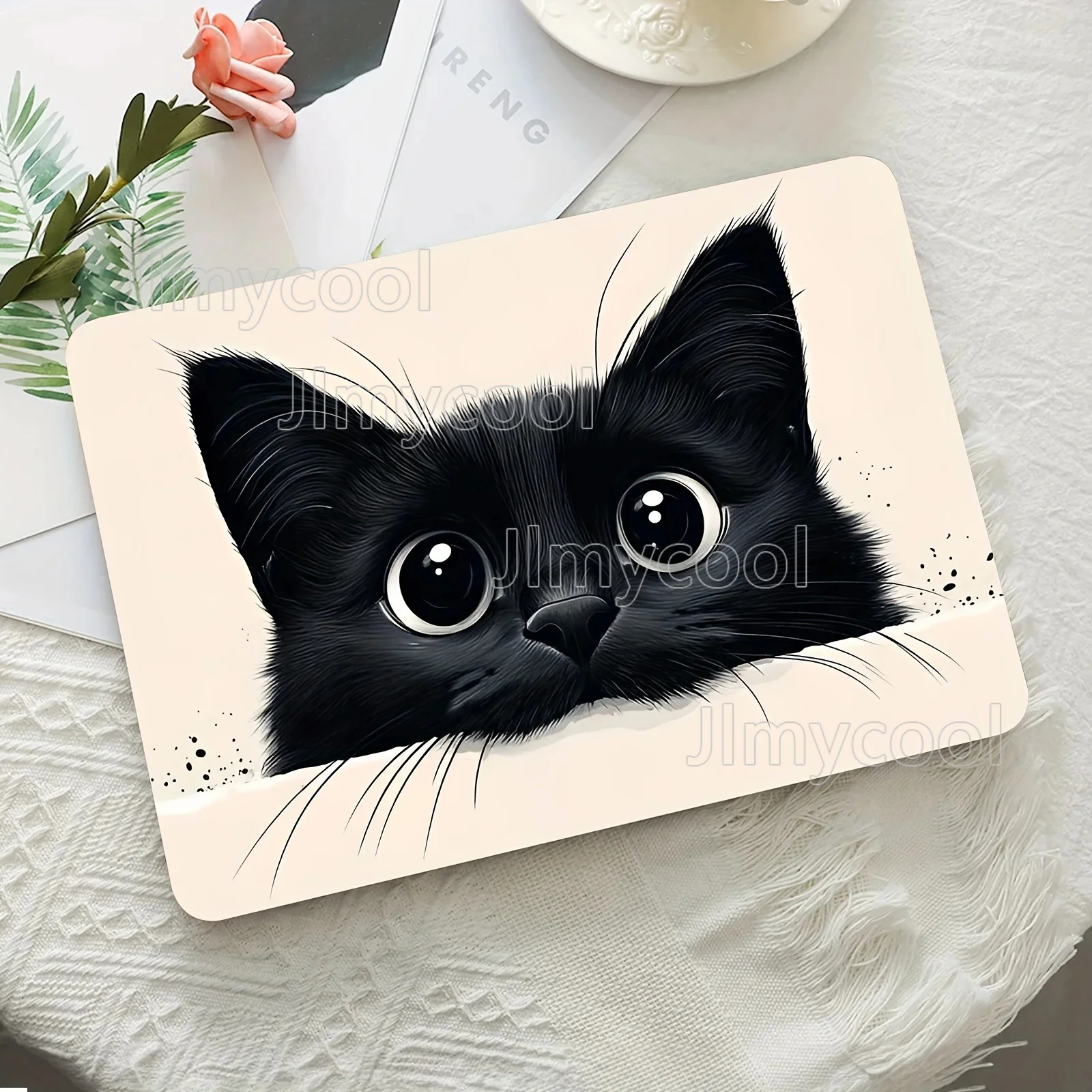 Pack of 2 Cute Cat Head Laptop Stickers Scratch Resistant Vinyl  Scratch Resistant Animal Pattern Print Universal Protective
