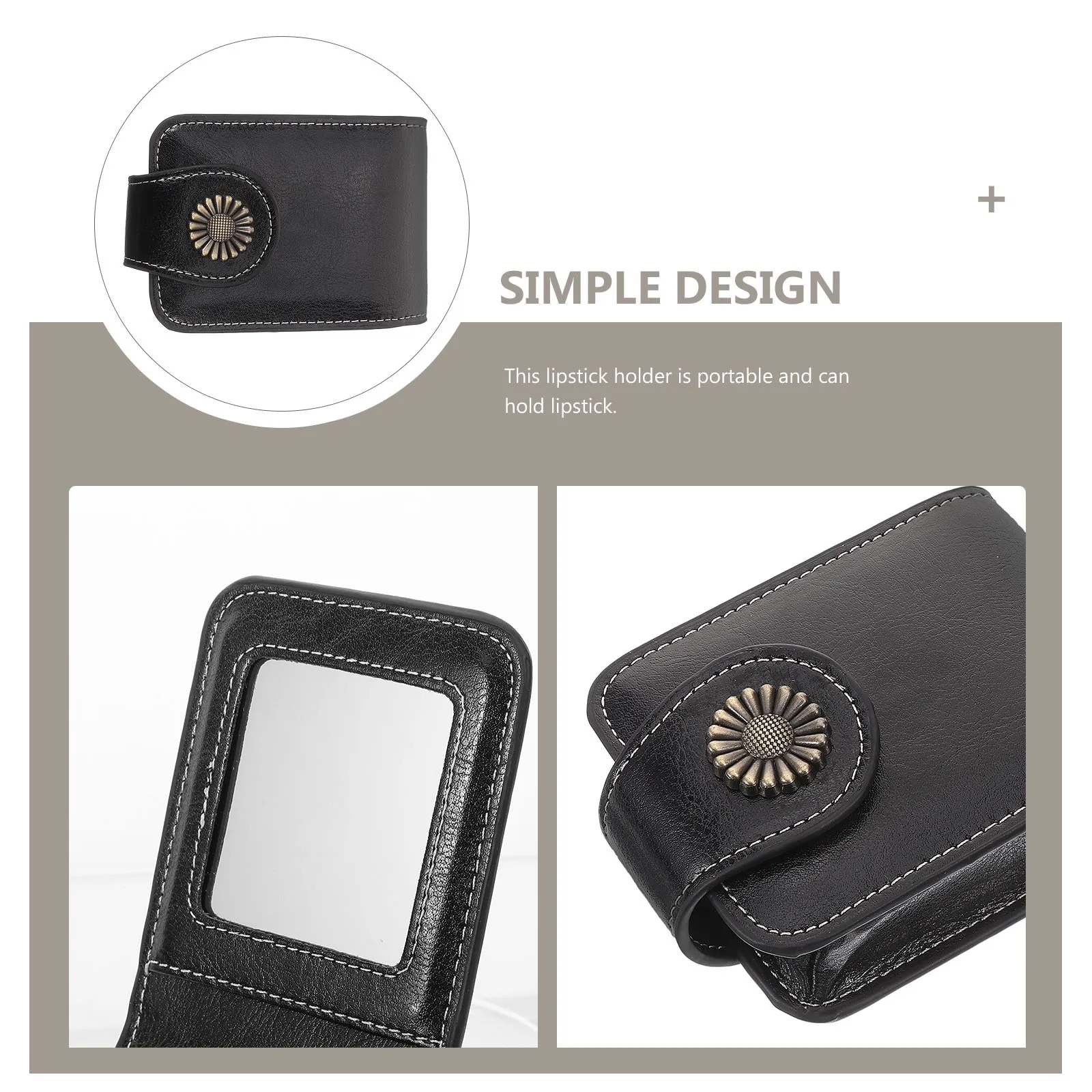 حقيبة أحمر شفاه نسائية مع حامل أحمر شفاه محمول بمرآة وحقيبة صغيرة لمحفظة المكياج ومنظم مستحضرات التجميل للسفر #4