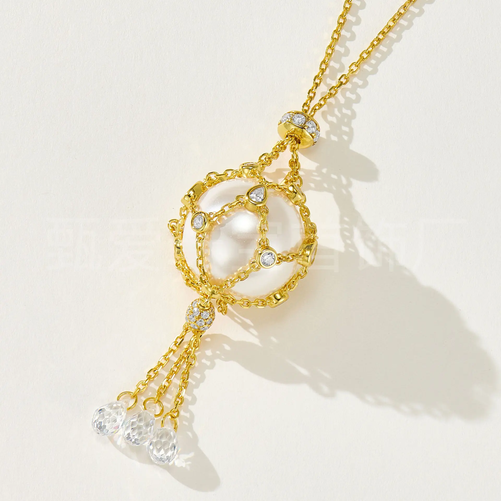 

Internet Celebrity Explosion 925 Silver Net Pocket Pearl Necklace Detachable Crystal Niche Design High Sense Autumn And Winter S