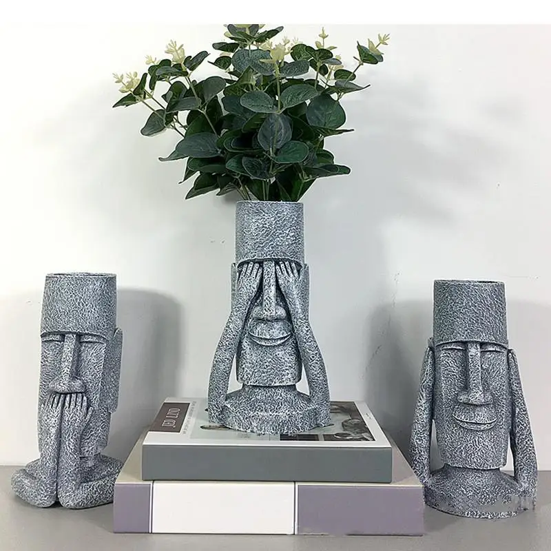 Resin vase Portrait abstract Human Stone statue Half-length Crafts Flower arrangement Home Decoration