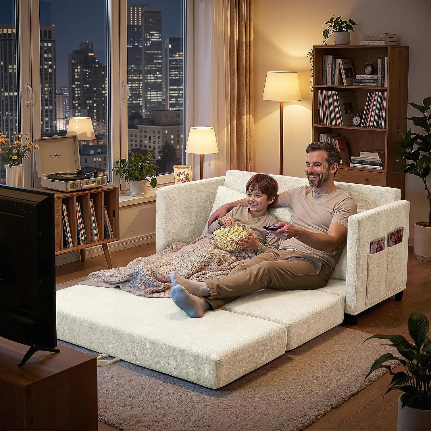 Convertible Sofa Bed with Side Table, 51