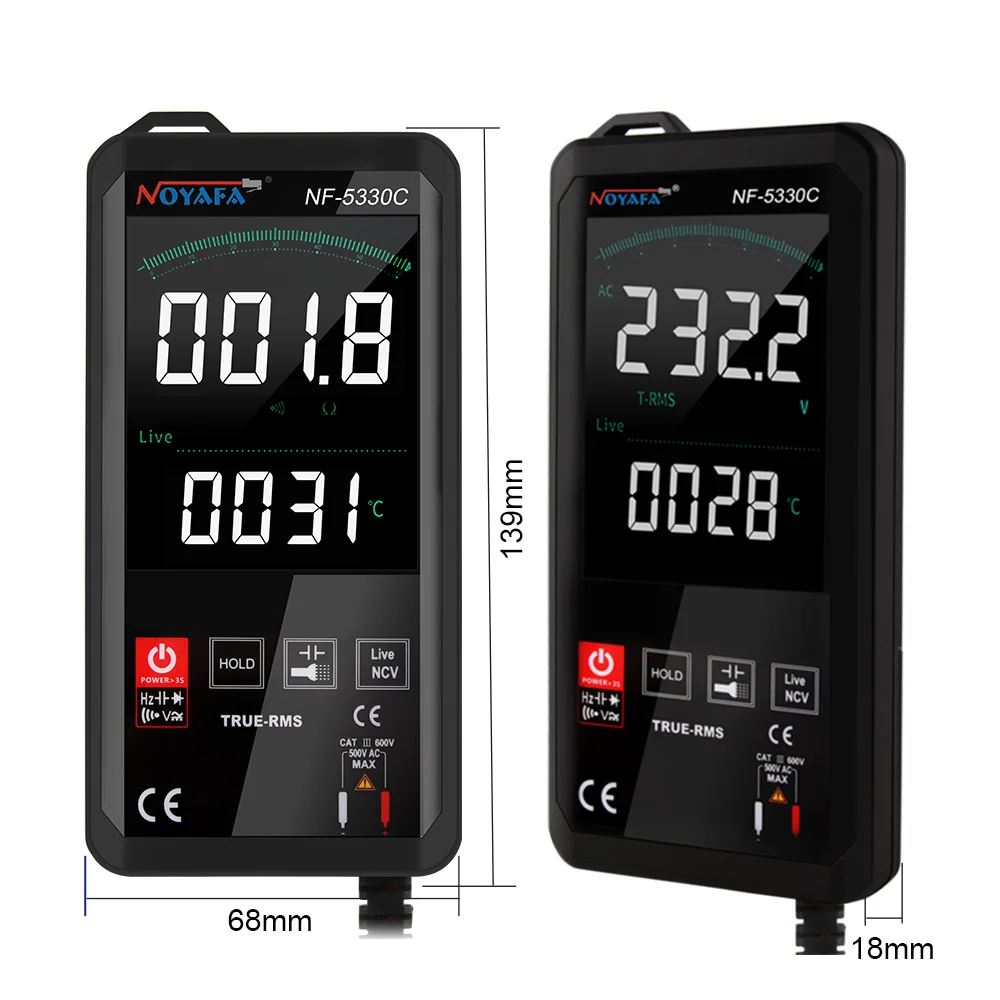 Imagem -06 - Multímetro Digital Inteligente Noyafa com Luz de Fundo Nf5330a Resistência à Tensão ac e dc Medição de Continuidade Multímetro Ncv