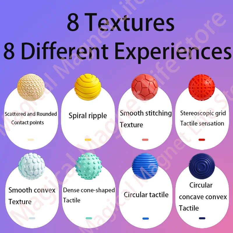 8 Fidget Toys Magnétiques En Silicone – Anti-stress Pour Enfants Et Adultes, Violet
