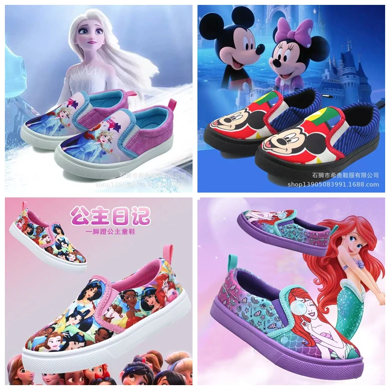 

Spring Baby Boy Girl Casual Shoes Cartoon Mickey Elsa Mermaid Print Glowing Sneakers Children Sport Kids Canvas Shoes EUR 24-31