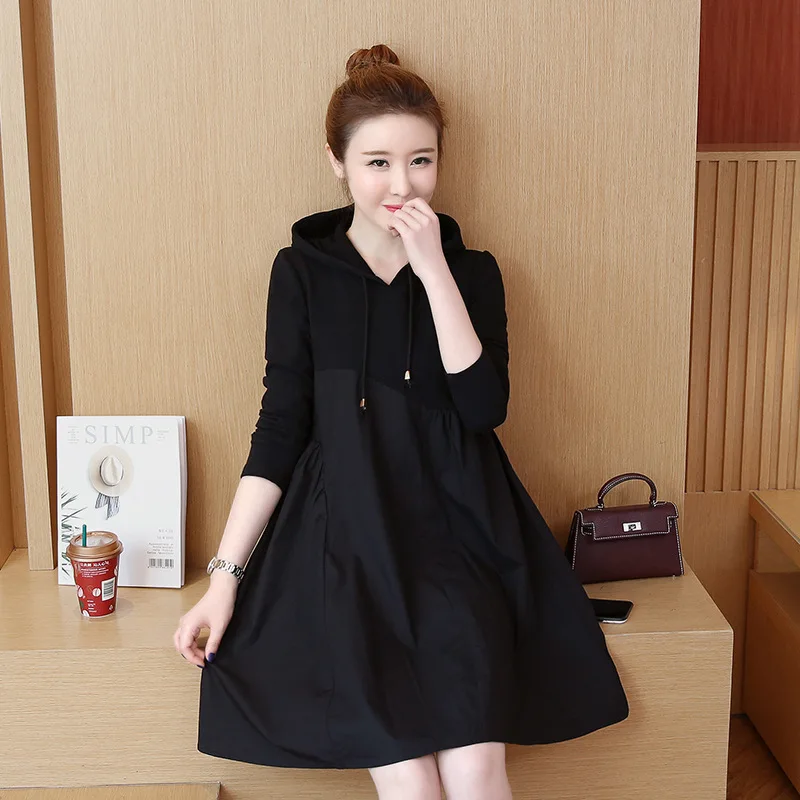 Maternity Clothes Spring Autumn Long-sleeved Pregnant Dresses Loose Pregnancy Woman Clothing Hoodies Maternity Dress 2022 New