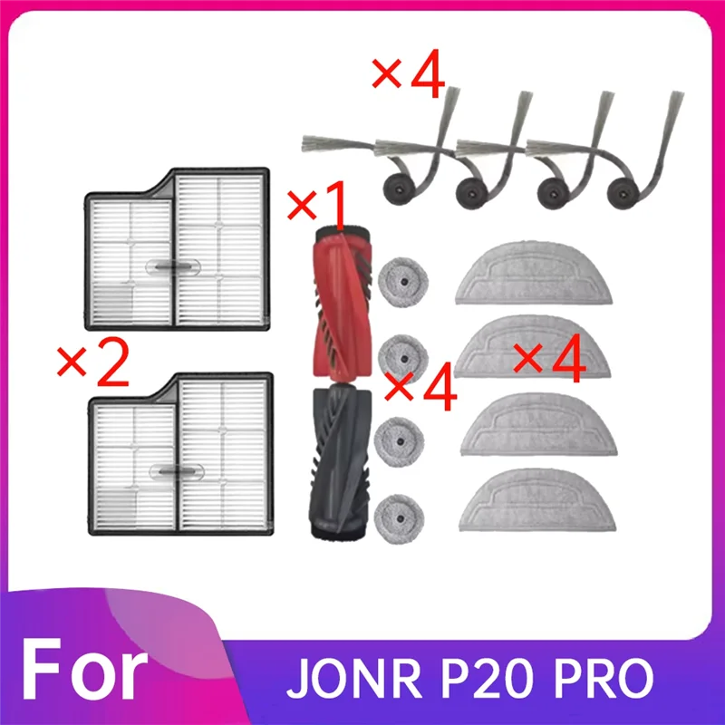 

-A03R 16 Pcs For Roborock Saros 10/ G30/ S9 Maxv Ultra Robot Vacuum Roller Side Brush HEPA Filter Mop Pad