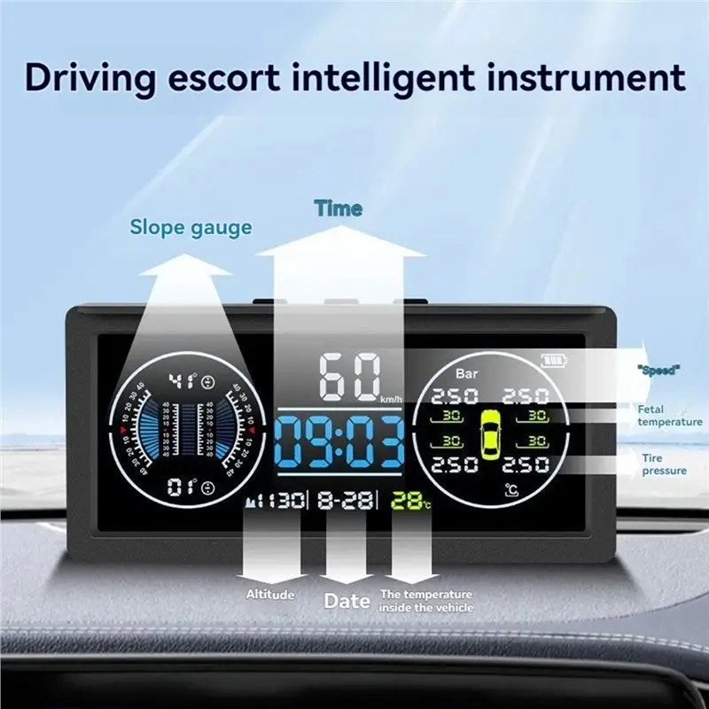 High-Precision Tire Pressure Monitoring System With Voice Alert External HUD Head-Up Display-A61E