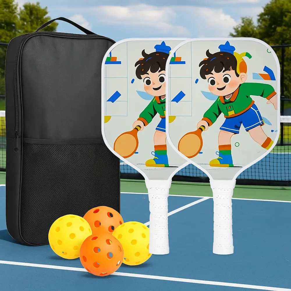 

Детский набор Pickleball с героями мультфильмов, портативные легкие детские ракетки Pickleball, универсальный прочный игровой набор Pickleball