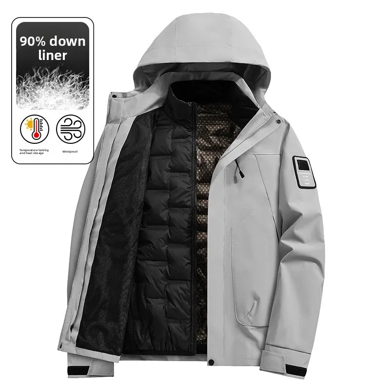 

Three in One Down Jacket 90 White Duck Down Windproof and Waterproof Two-piece Outdoor Detachable Mountaineering Suit Camping