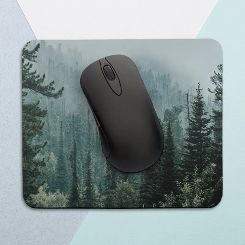 Mousepad forest Deep green Square mouse pad Mousepad fog Mouse pad Office decor Birthday Round mouse pad gift Office Supplies